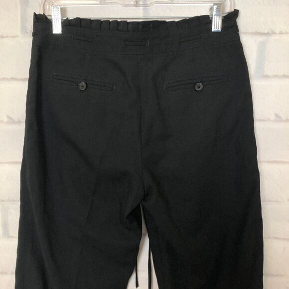 3.1 Phillip Lim Black Wool Linen Pants Size 4 Wide Leg Crop - Picture 6 of 9